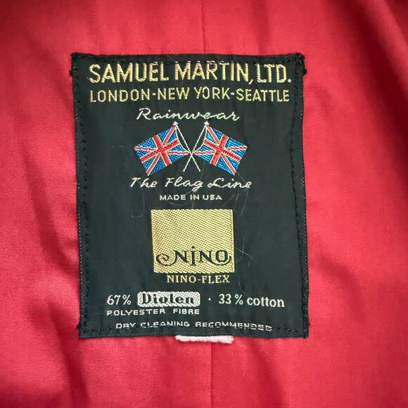 VTG Samuel Martin, Ltd. The Flag Line Nino Lightweight Cranberry Red Raincoat - Picture 10 of 10